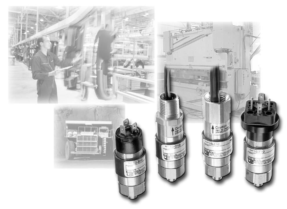 PRESSURE SWITCH 10 Series features Tamper-Resistant Field Adjustment Adjustable Ranges from 4 to 7500 PSI (0,3 to 517,1 Bar)