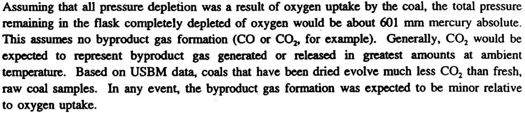 Mr Paul White April 2, 2(XX) Page 3 Assuing that all pressure depletion was a result of oxygen uptake by the oal, the total pressure reaining in the flask opletely depleted of oxygen would be about