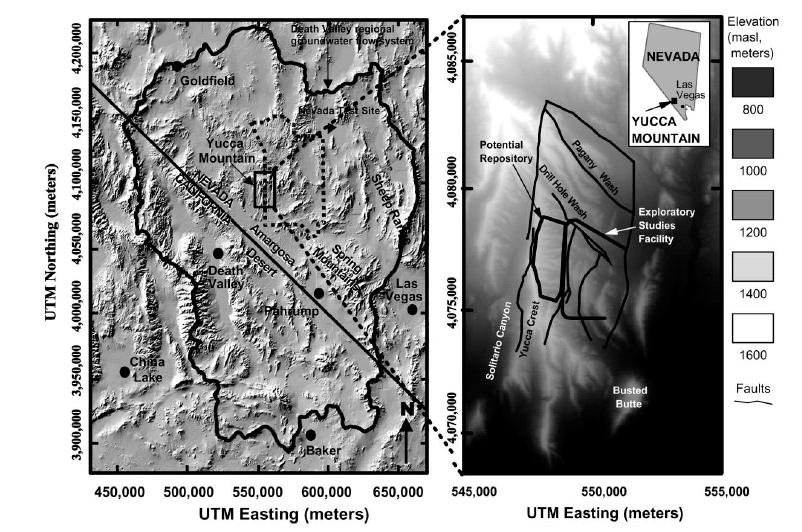 Location and Topography of Yucca Mountain Figure 1: [Location