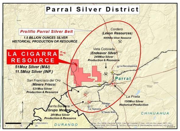 LA CIGARRA LOCATION PROLIFIC PARRAL SILVER DISTRICT La Cigarra located in the Parral Silver District, Chihuahua State, Mexico Over 800 million ounces of silver produced from
