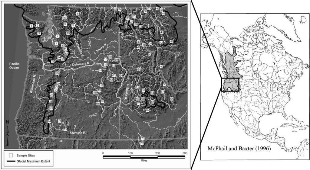 508 ARDREN ET AL. FIGURE 1. Map of the bull trout s native range and an expanded section detailing sampling locations in this study. Samples from 75 locations represented all major U.S. river basins that contain bull trout.