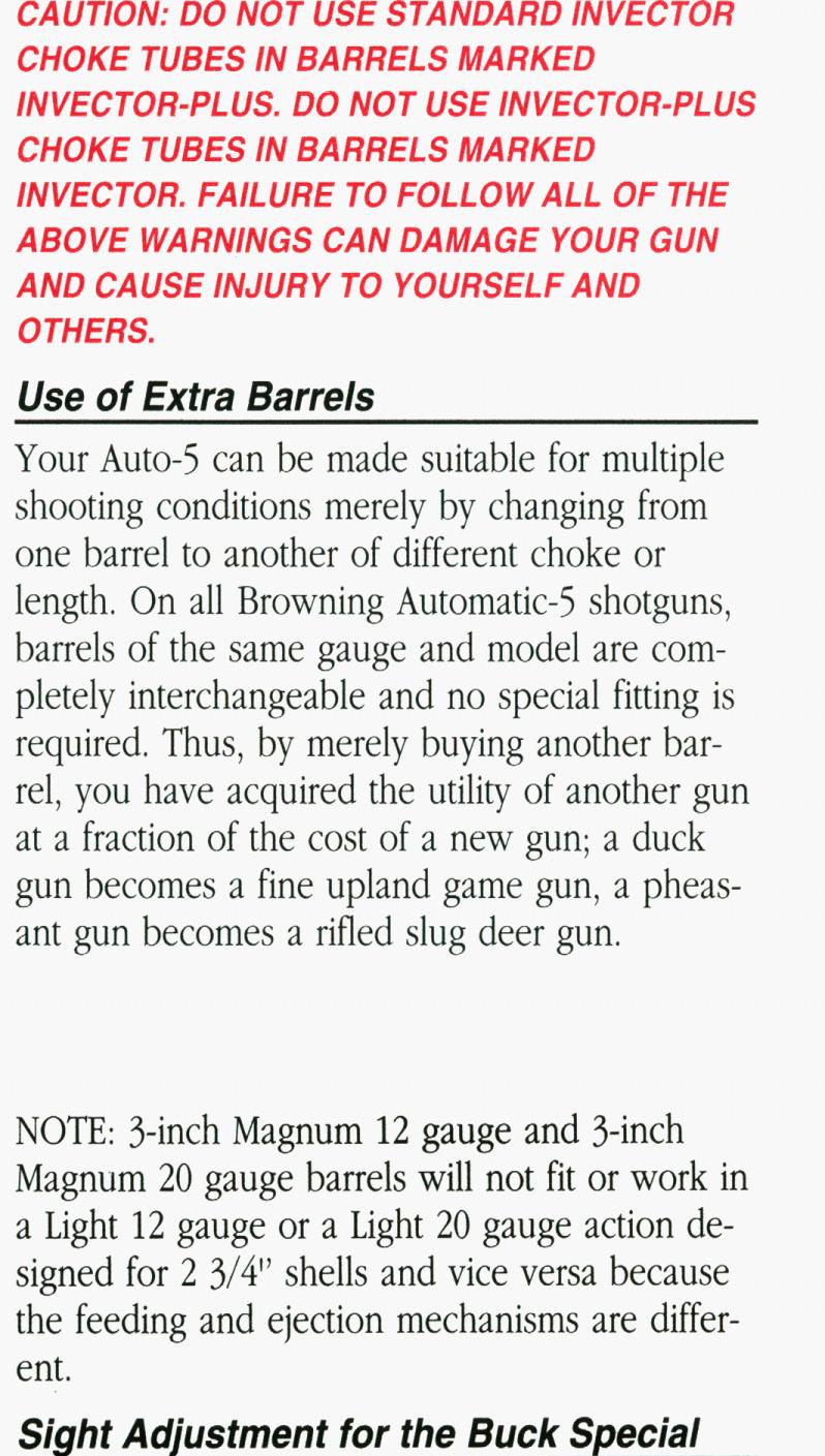 Use of Extra Barrels notch code, make sure your shotgun is fully unloaded. Rim Notches Pattern With Lead Shot Pattern With Steel Shot Knurled X-Full Turkey Special ** I Full II III * Imp.