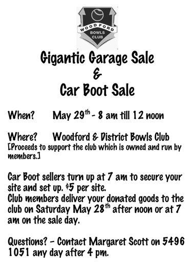 GIGANTIC GARAGE SALE Now an opportunity to clear your shed of all the items you have been keeping just in case.