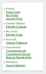Chapter 2 Manual loading of results (single matches) In order to load a single result, select the Manual Entry option on the left side of the player profile panel.