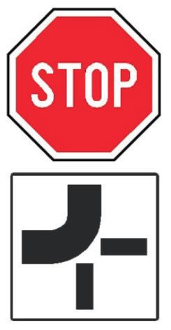 the centre of the intersection, but in another after passing the centre of the intersection. Figure and Figure show the same intersection with different positions of STOP signs.