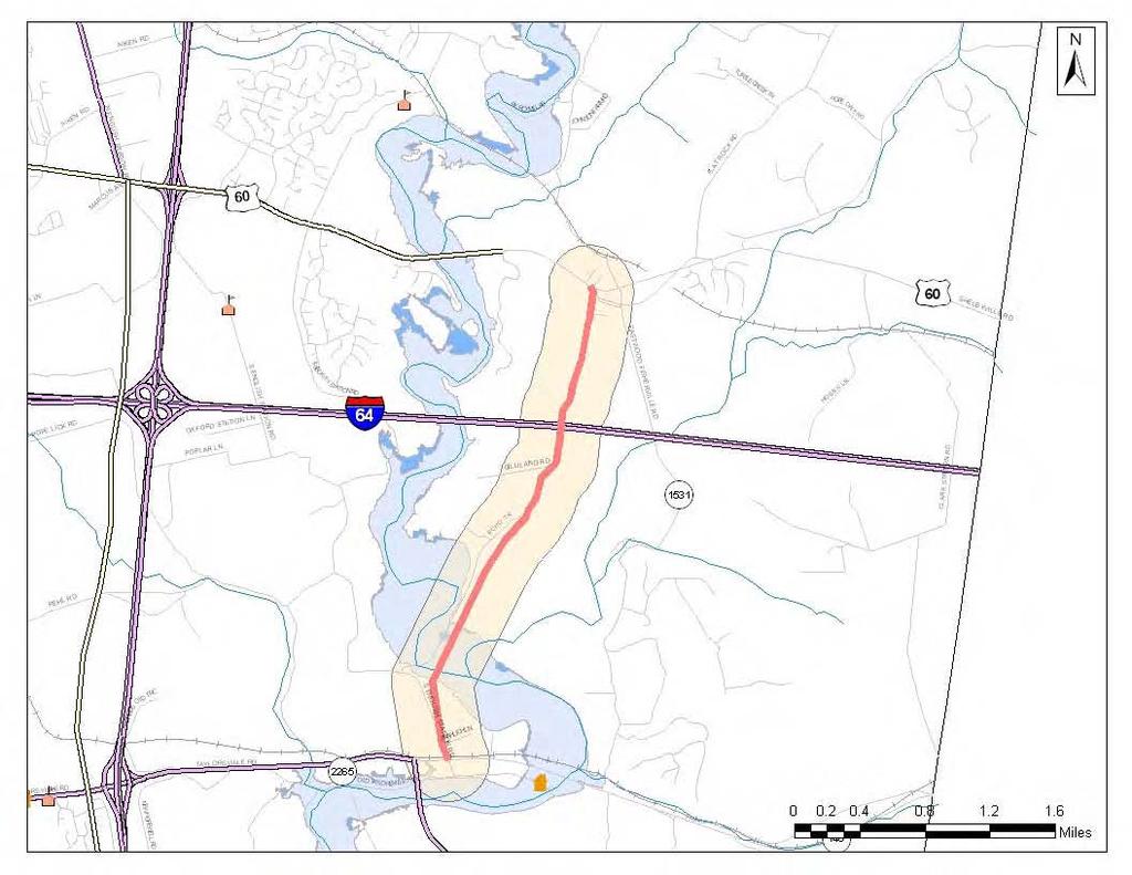 KIPDA ID # 390 I-64 Project Type: ROADWAY CAPACITY Description: New interchange & connector road from KY 148 to US 60 (Shelbyville Road) with interchange on I-64.