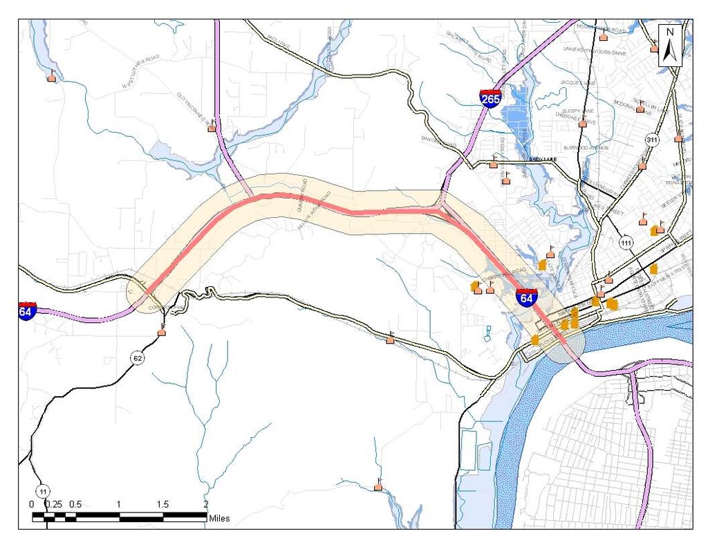 I-64 KIPDA ID # 989 Project Type: MAINTENANCE Description: I-64 interstate rehabilitation from 0.32 km west of IN 64E to Kentucky state line at Sherman Minton Bridge.