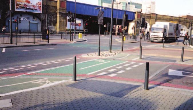 London Cycling Design Standards Chapter 4 4.4.22 Entry treatments incorporating continuity of the cycle track should be provided where the track crosses side roads.