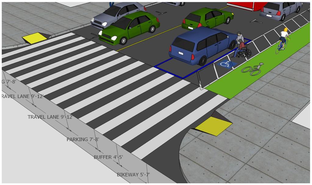 END BLOCK - Vehicles park near intersection and people with disabilities can take