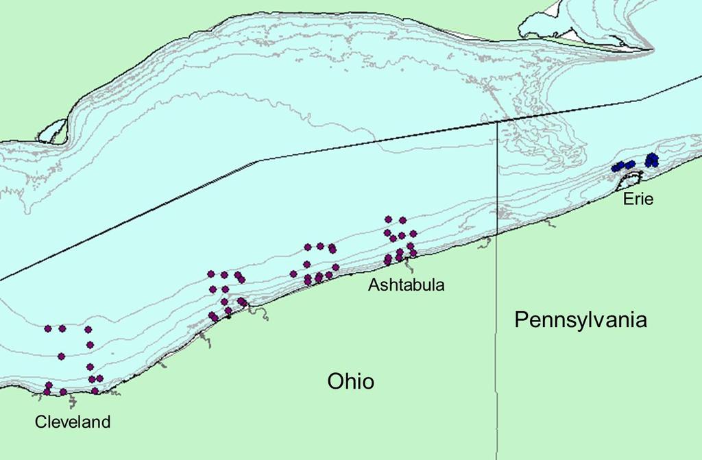 Number per Hectare Figure 2.3.1 Locations sampled with index bottom trawls by Ohio (ODNR) and Pennsylvania (PFBC) to assess forage fish abundance in central Lake Erie during 2016.
