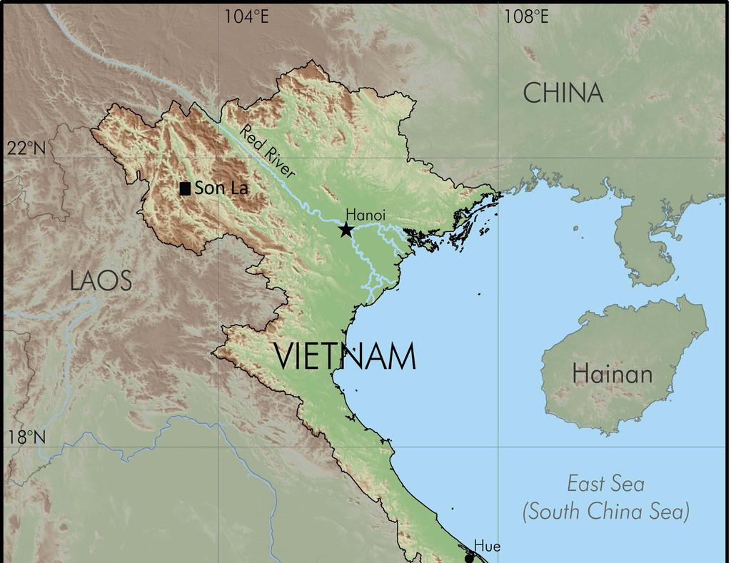 380 Anh Van Pham et al. Figure 1. Map showing the survey site (black square: Son La Province) in northern Vietnam. Yen District (all hereafter AVP et al.). Specimens were collected by hand between 16:00h and 23:00h.