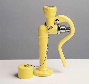 Shower heads are made in ABS (cycolac) plastic in bright yellow color chemical resistant or in stainless steel.