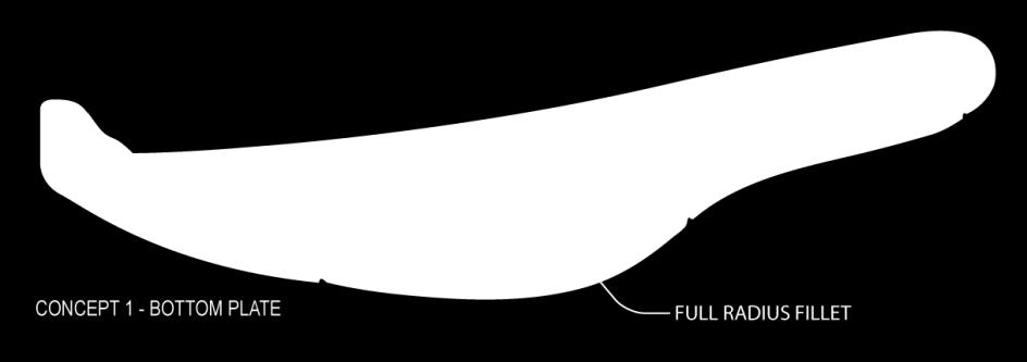 Figure 40. New design concept 1 with full radius fillet Concept 1 has a full radius fillet that will run the entire length of the flare, as seen in Figure 40.