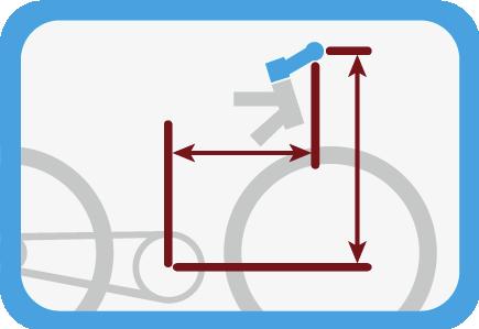 Handlebar Stack & Reach The horizontal and vertical distance from the center of the bottom bracket to the center of the handlebar.