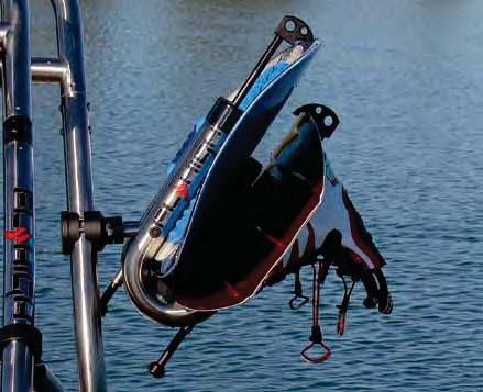 The Monkey Bar is a version of the Pro X Series Cage which uses our traditional cable system attached to the bow of the boat for stability.
