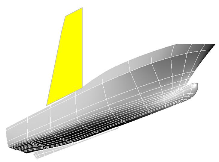 A drawback of suspension from the keel plane is the reduced lever arm, which requires an increase the area. Foldable umbrella type of constructions could be considered.