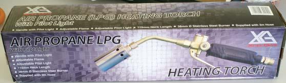 The heating fl ame is adjustable by the needle valve located on the torch handle.