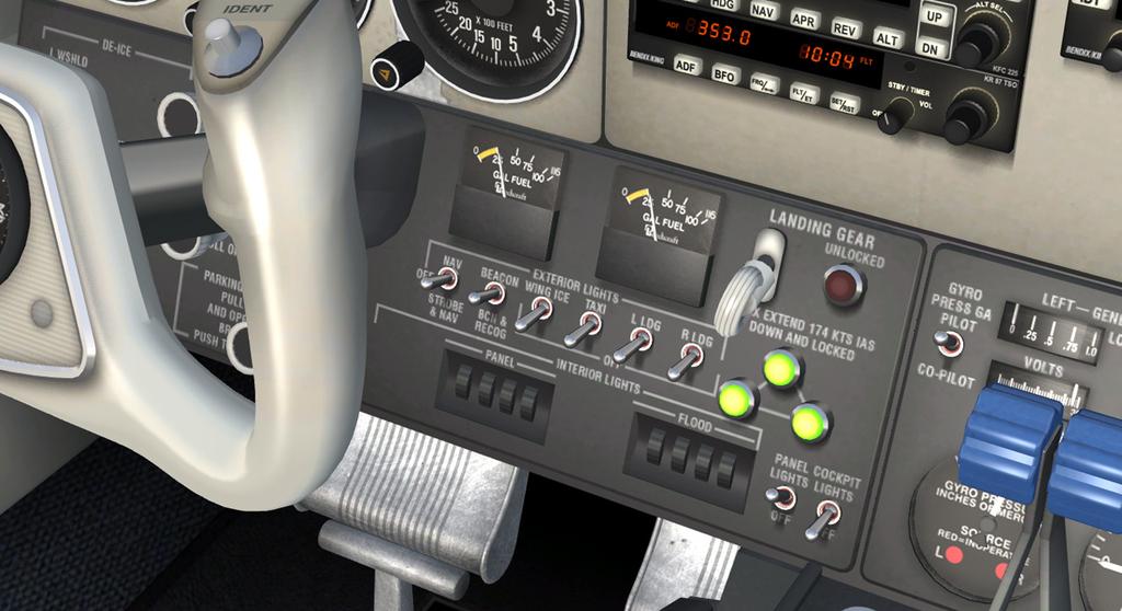 Lighting The RealAir Duke has comprehensive lighting implementation which includes separate cabin lights and backlit gauges.