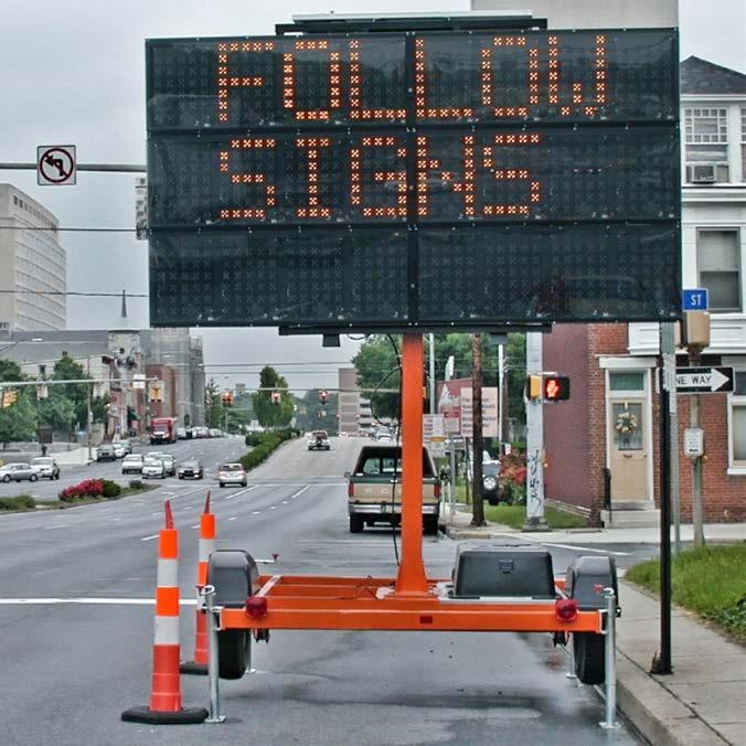USE OF SPECIFIC TEMPORARY TRAFFIC CONTROL DEVICES Portable Changeable Message Signs Can convey complex messages Useful in Urban WZ s where complex