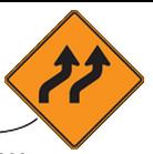 crossroad advance of TTC area Reverse Curve Sign Advance notice of lane shift Lane Ends