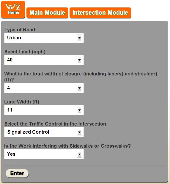 INTERSECTION EXAMPLE Following through the flow chart logic within the Intersection Module, the user will be directed to