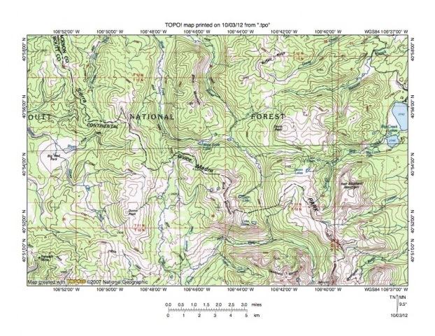 elevations rise to at least 9765 feet. Based on elevations seen in figure 4 the through valley is almost 400 feet deep.