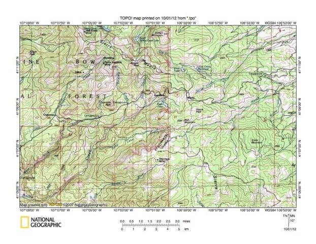 of between 9840 and 9880 feet. Elevations in section 35 reach 10,203 feet and Mowry Peak (north of figure 4) reaches 10,313 feet in elevation.