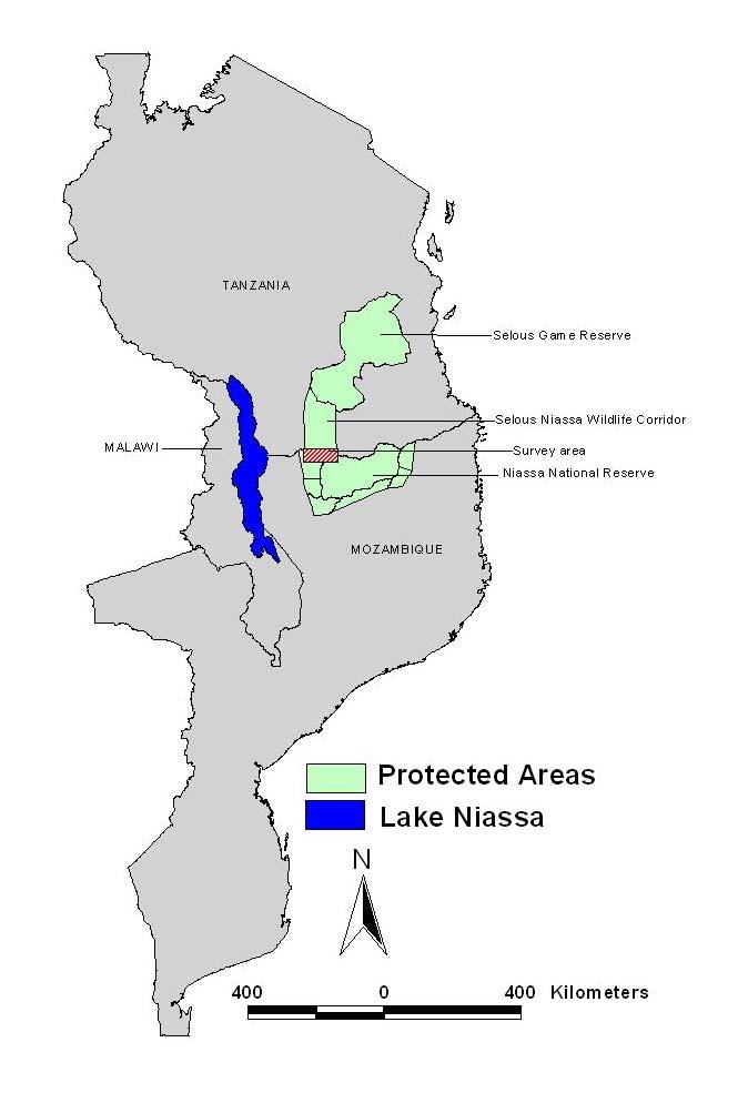 Ruvuma River Survey SNWC / NNR 2007 Fig 1: Regional map of the Selous-Niassa ecosystem in southern Tanzania and northern Mozambique, showing the location of the Selous Niassa