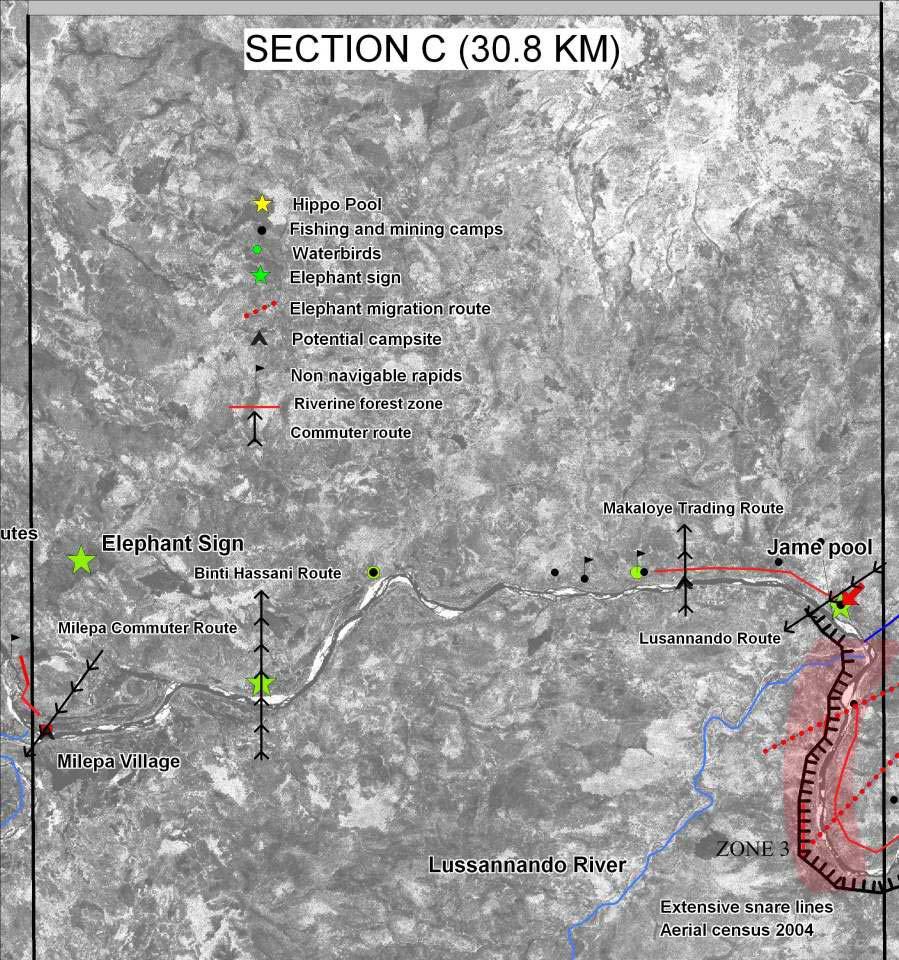 Fig 16: Detailed view of Section C of the Ruvuma River showing the proposed location of