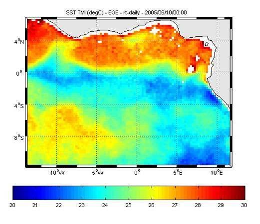 Example: 2005 / 2006 SST comparison in the Gulf of Guinea (TMI): June