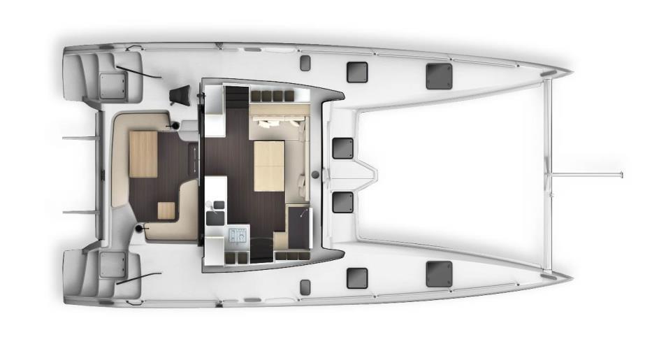INTERIOR LAYOUT SALOON Positioned at the boat s center of gravity, the saloon provides comfortable living conditions both at anchor and at sea.