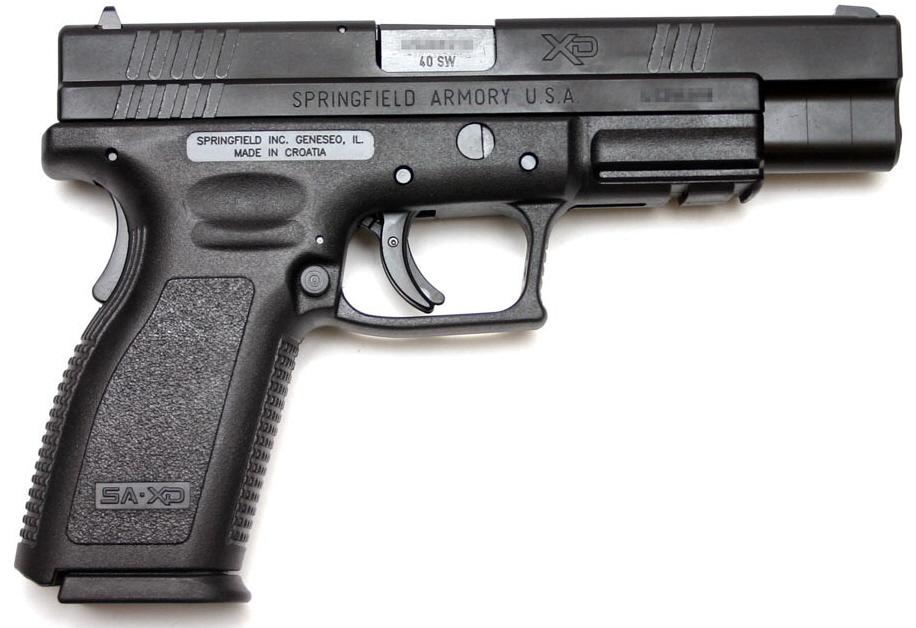 Springfield XD-40 Tactical Type: Semiautomatic Pistol Barrel length: 5 Weight: 32oz unloaded Magazine capacity: 12 rounds Caliber:.