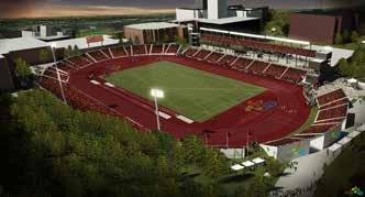 12 The fully accessible CIBC Pan Am/Parapan Am Athletics Stadium will have a 400-metre track and an infield that supports throwing and jumping disciplines, as well as a scoreboard, professional