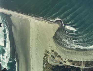 bank shoreline. Also wave heights were significantly reduced in this region.