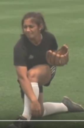 follow through across knee The girls should not be throwing hard /
