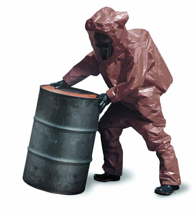 testing of suit construction and fabric to military specifications chemical warfare agent handling at military depots military site cleanup first HazMat
