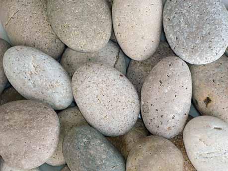 These attractive pebbles have a consistent tan coloring with subtle hints of orange or green and are a popular choice for many ground cover and