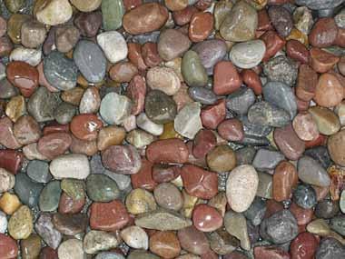 BAGGED ROCK Pammie Pebble Dry wet This vividly colorful blend of pebbles are smooth and oval in shape.