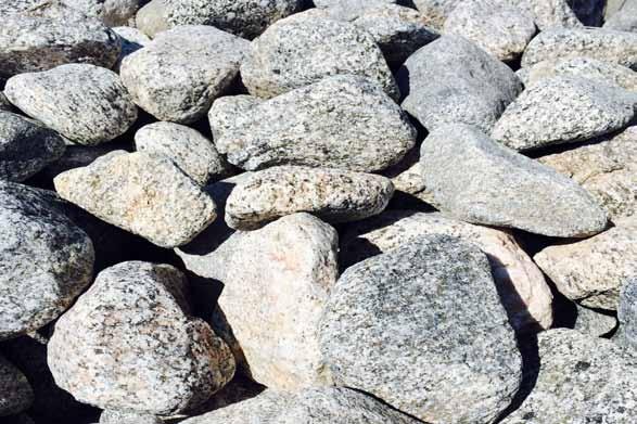 COBBLE Whitewater Granite [this material is in baskets] A water worn granite also known as salt-and-pepper cobbles are available in many sizes and can be used in many landscaping projects from water