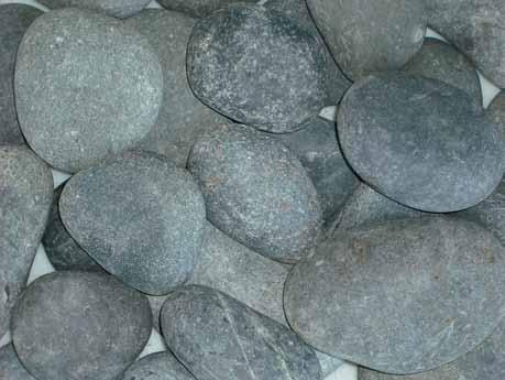 These attractive pebbles have a consistent gray-black coloring with subtle hints of purple or gray