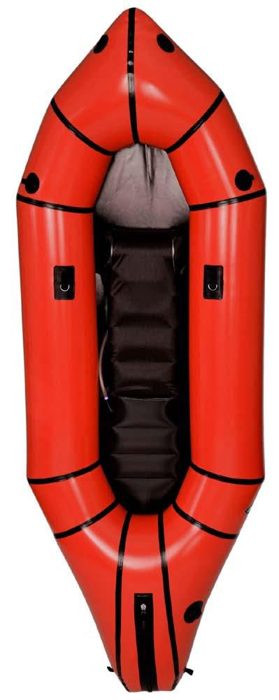 EXPLORER 42 FEATURES Cargo Fly (Optional) 3/4-Length Inflatable Seat Stern Bow Valve Single D-Rings for Backband Grab Loops Features Description: Bow Front of the packraft Stern Rear of the packraft.