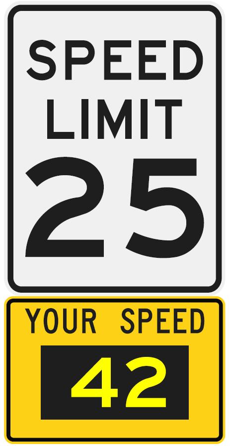 FIGURE A-2 POLE MOUNTED SPEED DISPLAY (PMSD) SIGN NOTES: 1. Sign is to be mounted on the same pole and directly below, the speed limit (R2-1) sign as shown above. 2.