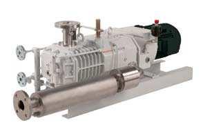The pumps are driven by a three-phase, temperature-monitored asynchronous motor that is suitable for 50 and 60 Hz (3,000 or 3,600 rpm). Coupling, bearings and flanges are standard components.