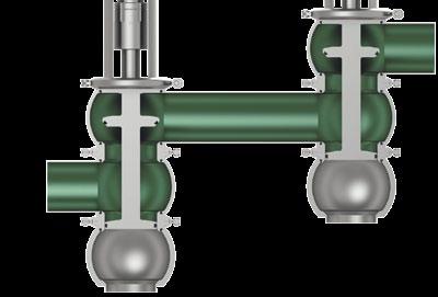 divert valve. The design without reduction of the nominal width does not permit pressure build-up in this area.