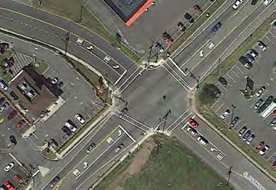 Sidewalk Installation: Install sidewalks, where missing, on both sides of Route 206, connecting the intersection to destinations to the north and south. 2. Crosswalk Improvement: Upgrade crosswalks with new paint in piano key or continental style.