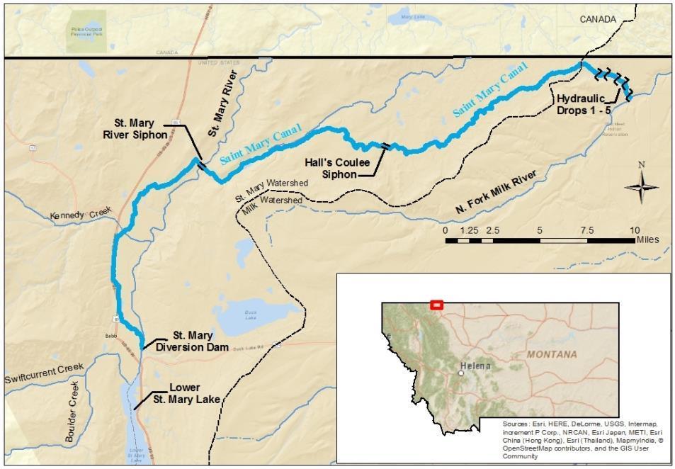 Figure 1. Overview map of the St. Mary Diversion and related features.