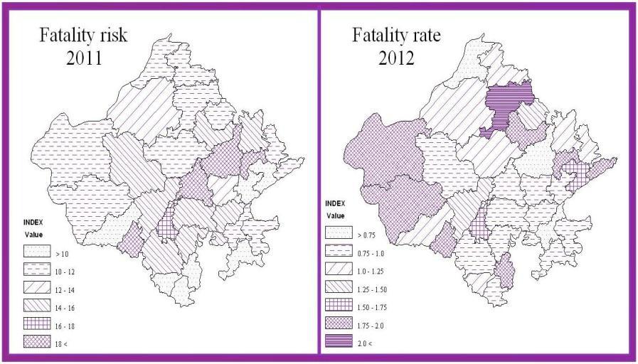 S.No. District No. of cases of road accidents (2011) Figure 4: Fatality Risk and Fatality Rate in Districts of Rajasthan Table 8: Severity Index in Various Districts of Rajasthan (2011 & 2012) No.