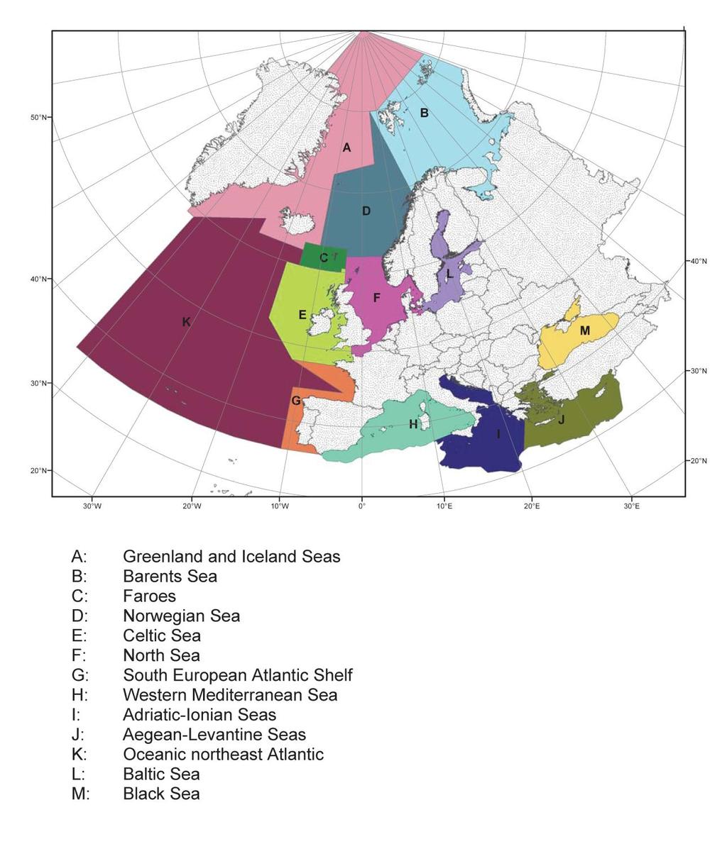 Characteristics of multispecific fisheries in the European Union Map 3: Ecoregions based on ICES Advice ACFM