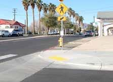 Minor Arterials: Widely Used Major Arterials: Widely Used A shorter curb radius improves visibility of pedestrians waiting to cross the street.