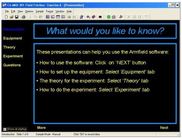 Some of the major features are highlighted below, to assist users, but full details on the software and how to use it are provided in the presentations and Help text incorporated in the Software.